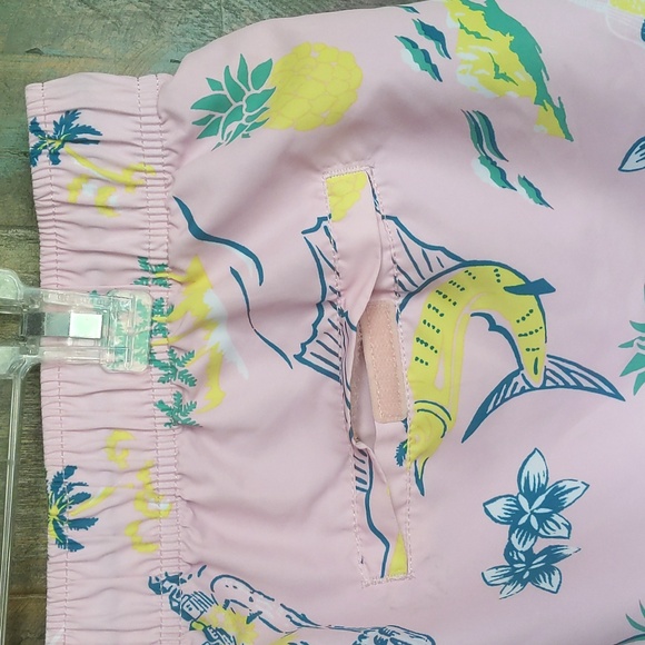 Nautica Pale Orchid Island Scene Print Swim Trunks - Men's XL - Picture 4 of 5